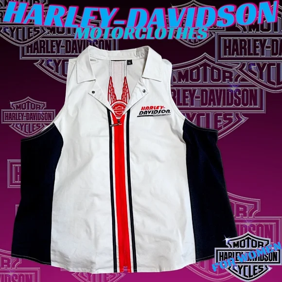 New Harley-Davidson S/L Woven Zip Up Vertical Stripe Vest | Women's 3W (Plus 3X) - Picture 13 of 16